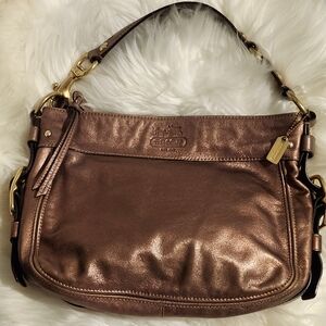 *SOLD*COACH Zoe Metallic Bronze Leather Bag Hobo Satchel Gold Hardware #12671